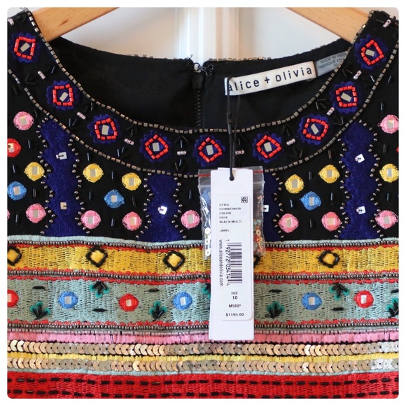 ALICE + OLIVIA Embroidered Embellished Dress - Picture 9 of 11